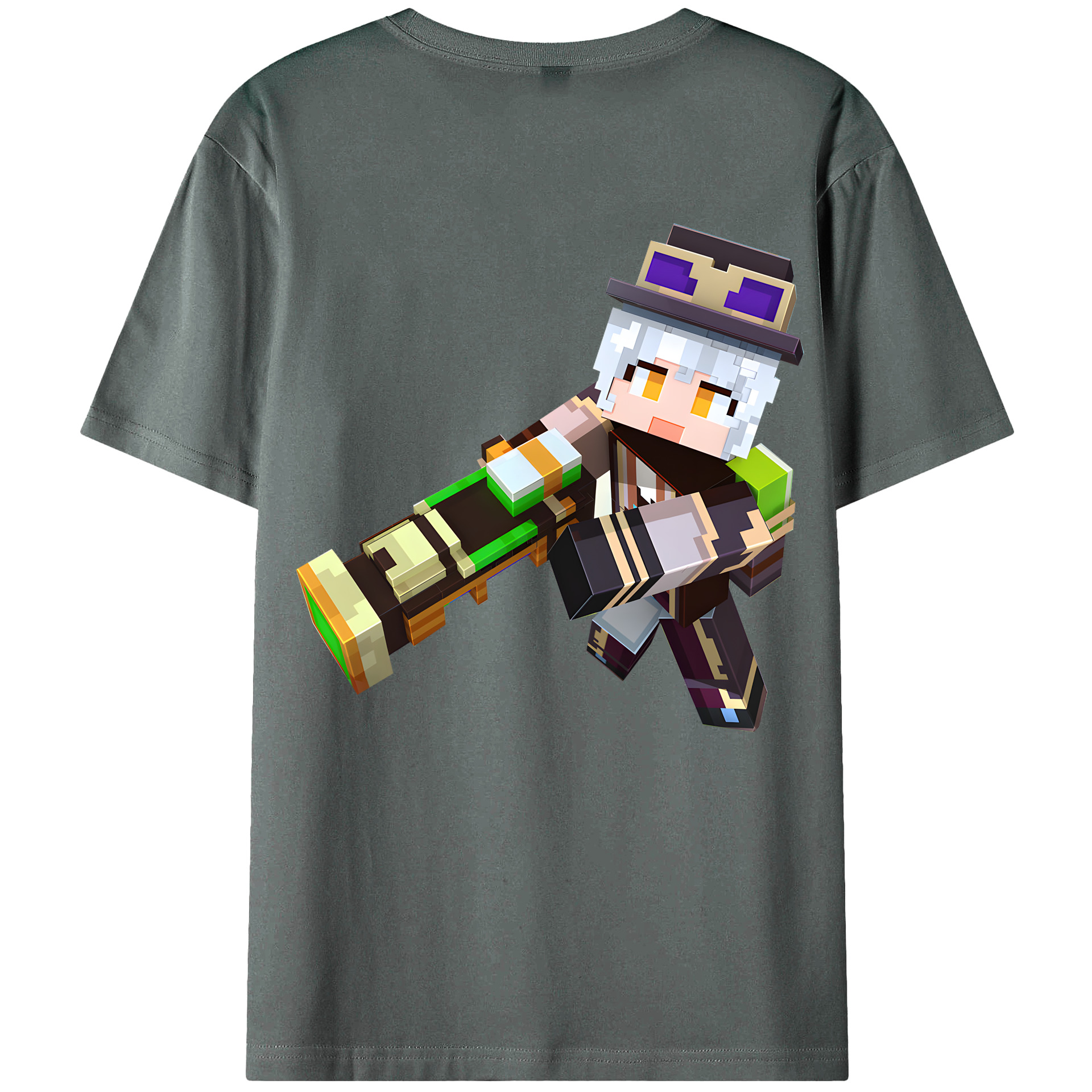 （画像用） マインクラフト ブロックの世界 Minecraft MC Block world 綿100％ メンズ半袖Tシャツ（バックプリント） 通気性